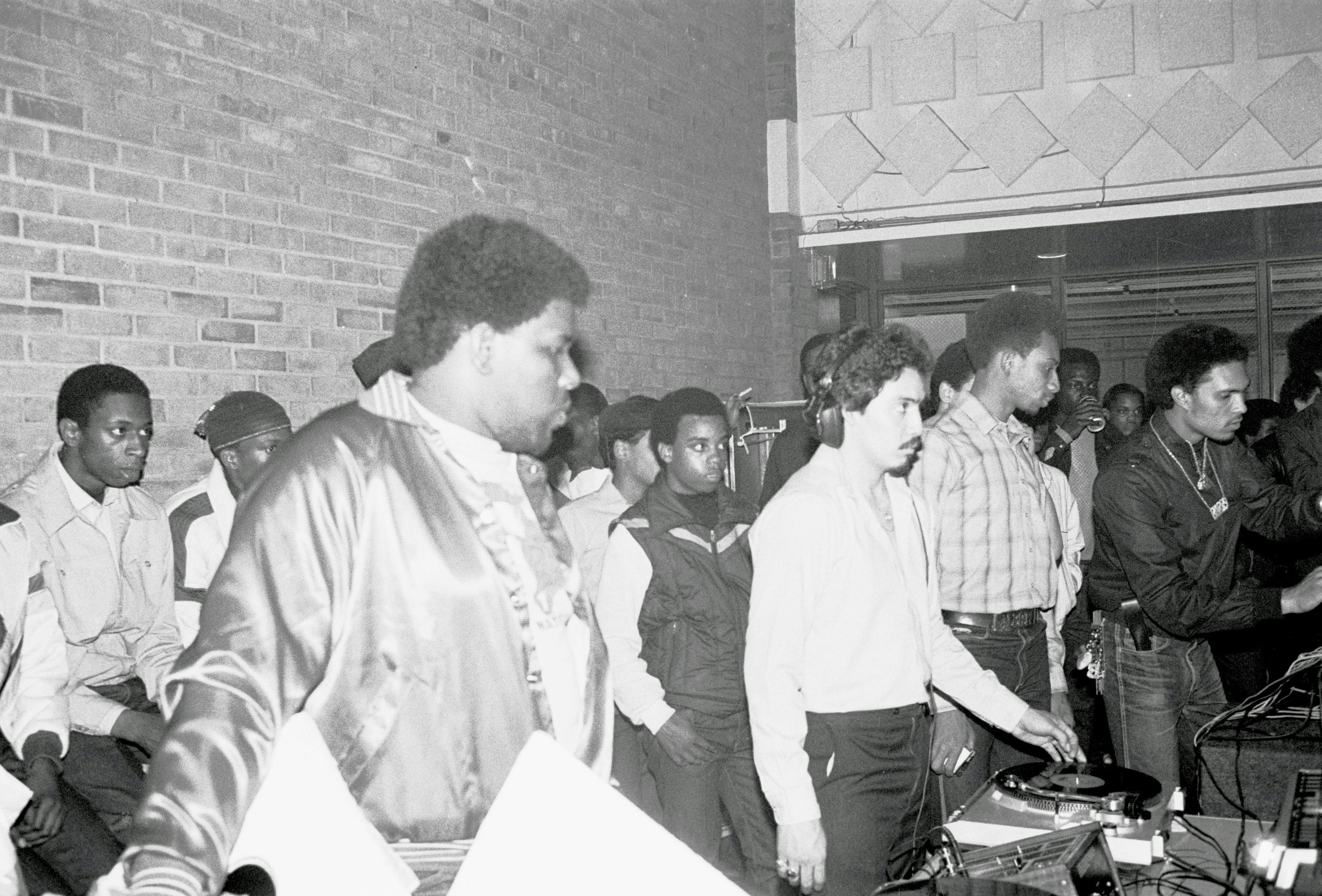 Afrika Bambaataa, Charley Chase, and Red at the Kips Bay Boys Club in the Bronx, circa 1980–’81. Photo courtesy of Joe Conzo